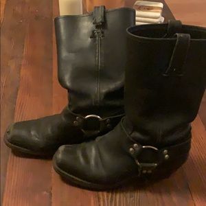 Frye black leather Moto boots